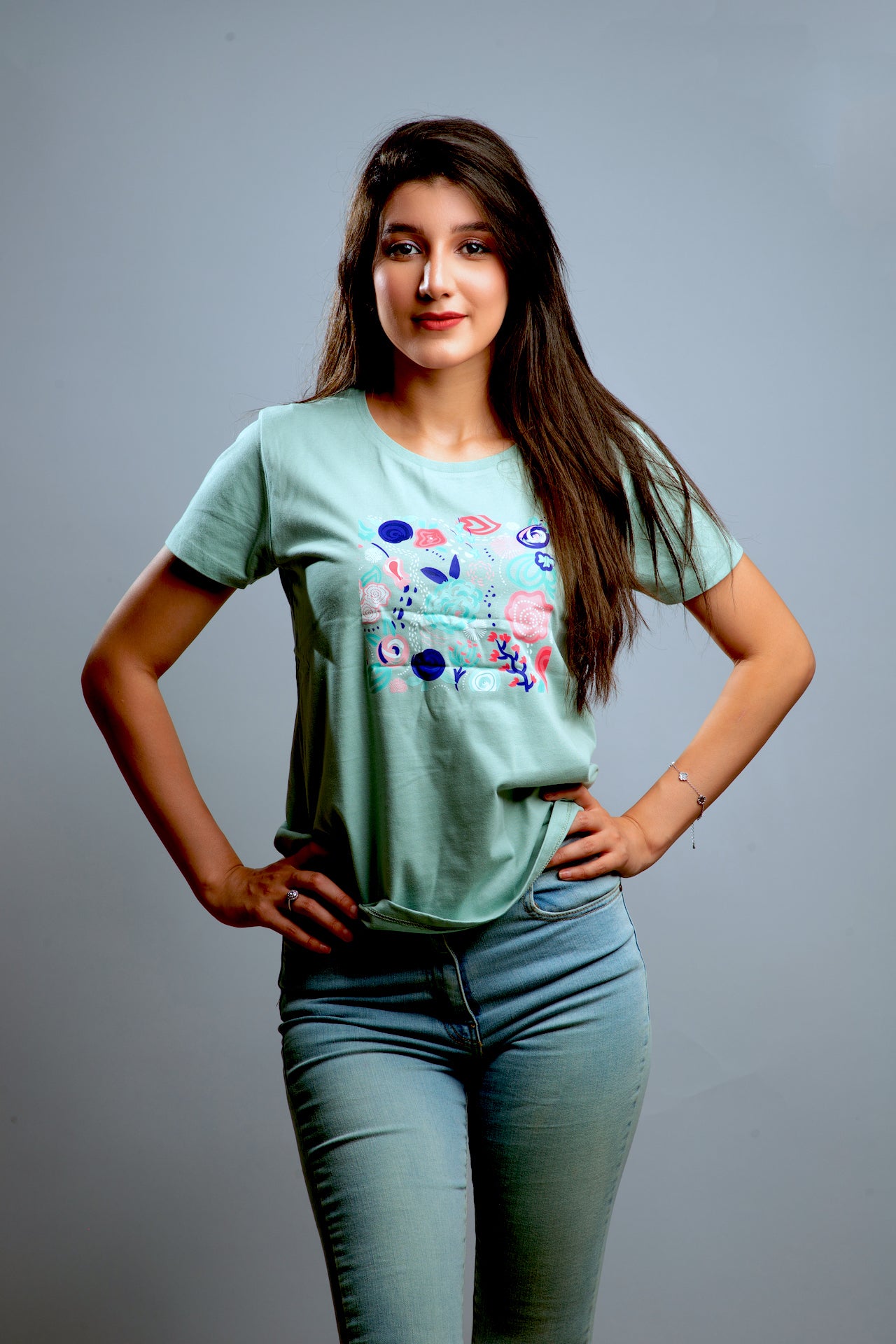 T-SHIRTS FEMMES FLOWERS SAGE