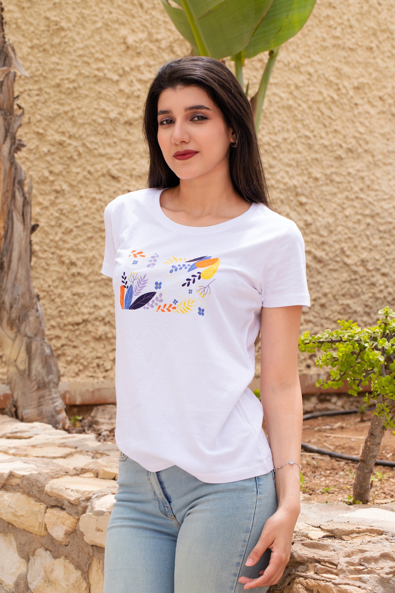 T-SHIRTS FEMMES FEUILLES BLANC