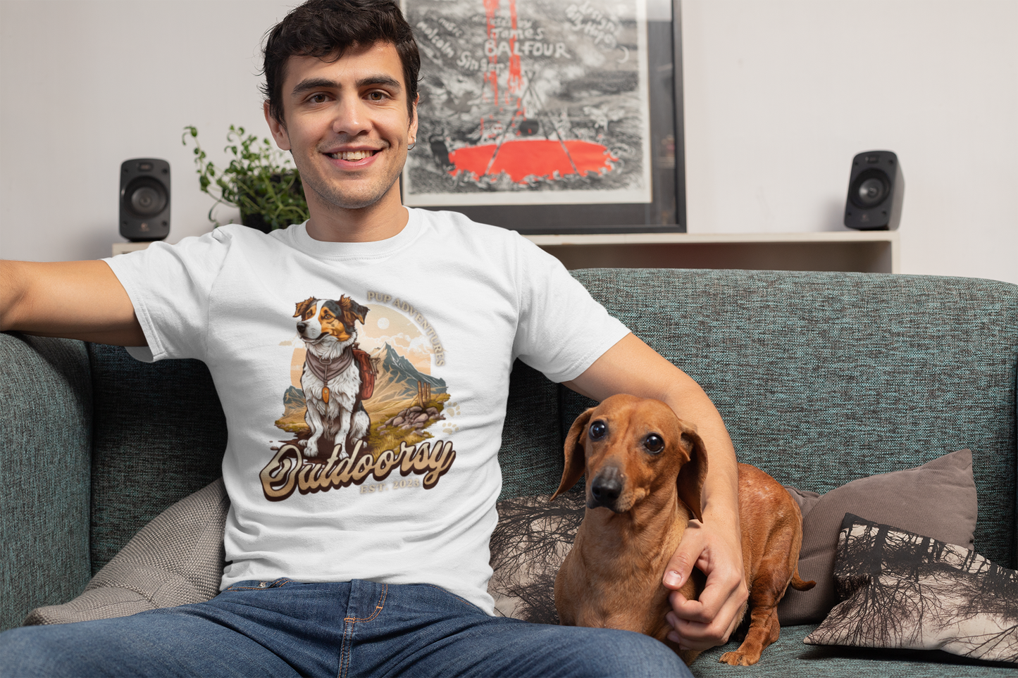T-SHIRTS HOMMES OUTDORSEY DOG BLANC