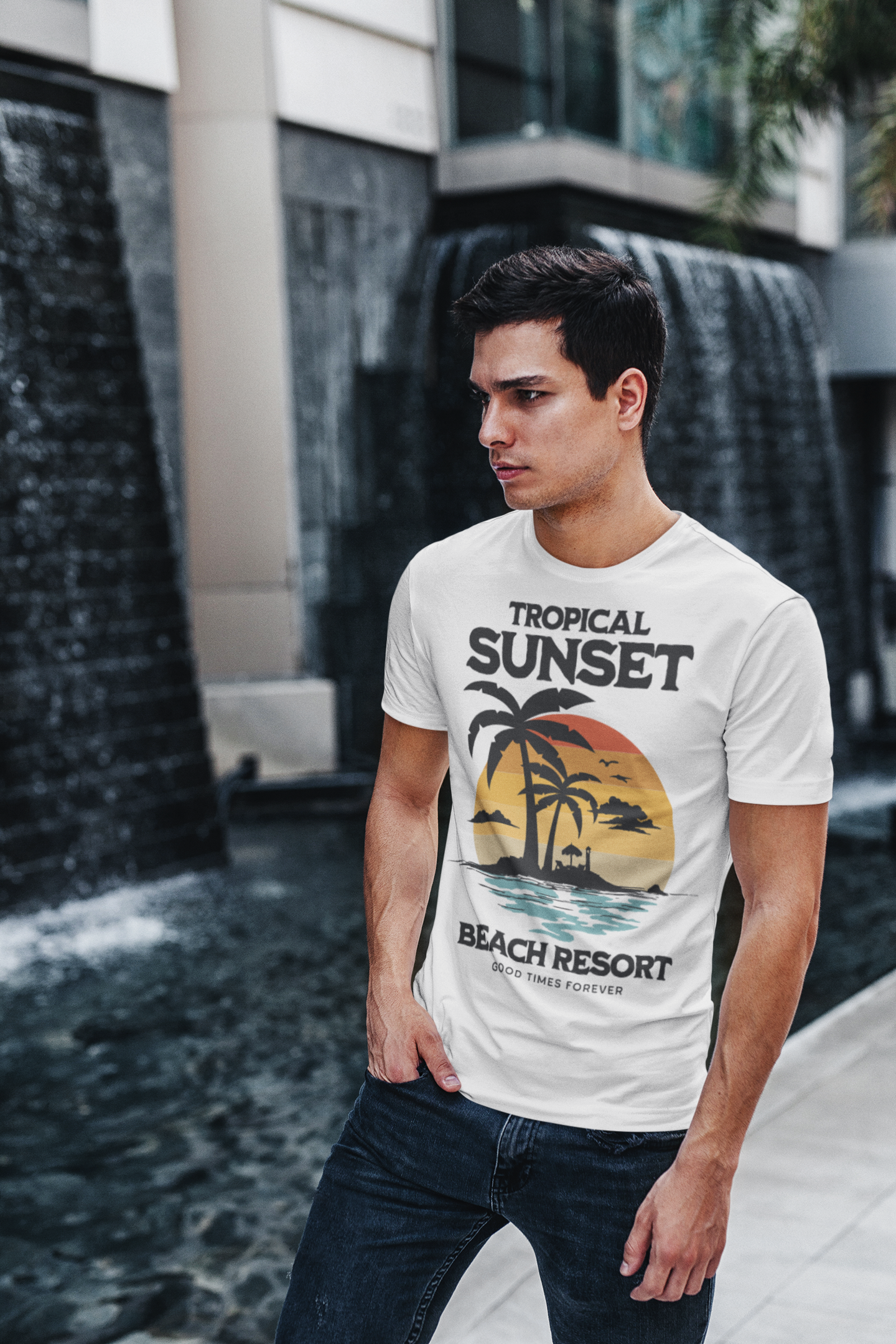 T-SHIRTS_HOMMES_TROPICAL_SUNSET BLANC 2