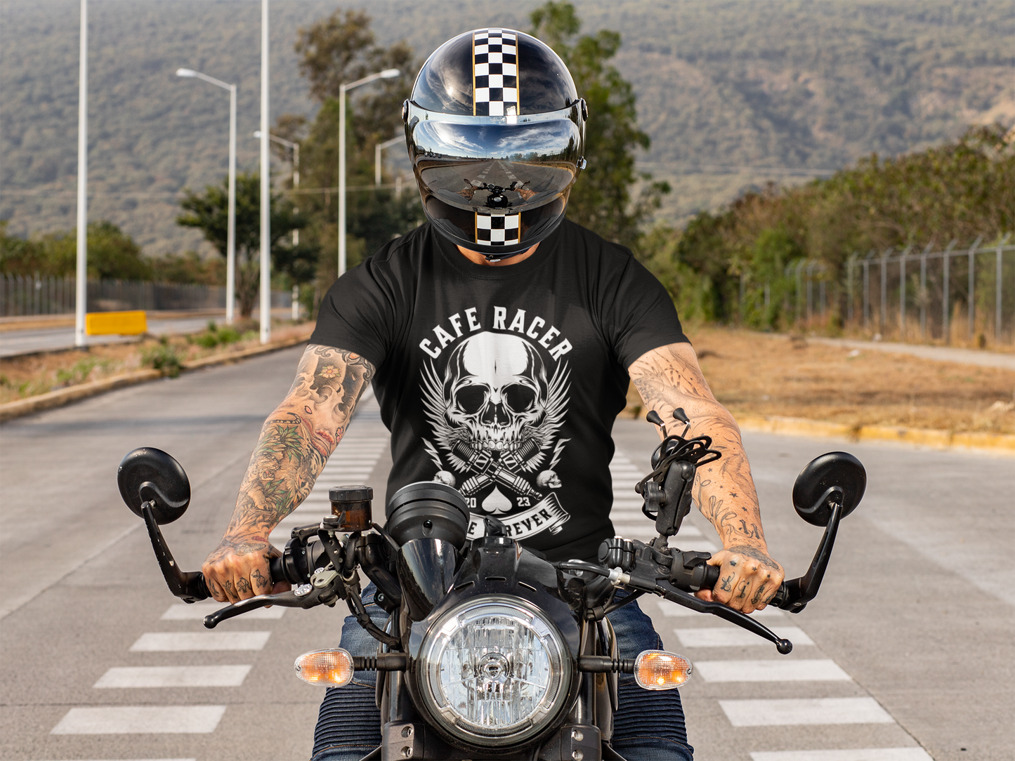 T-SHIRTS HOMMES CAFE RACER NOIR