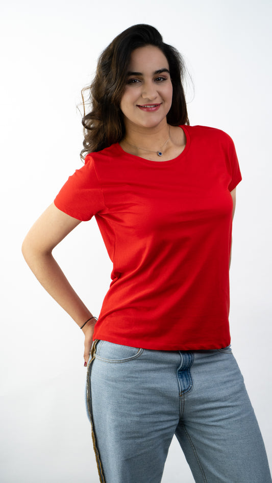 T-SHIRTS FEMMES SIMPLES ROUGE