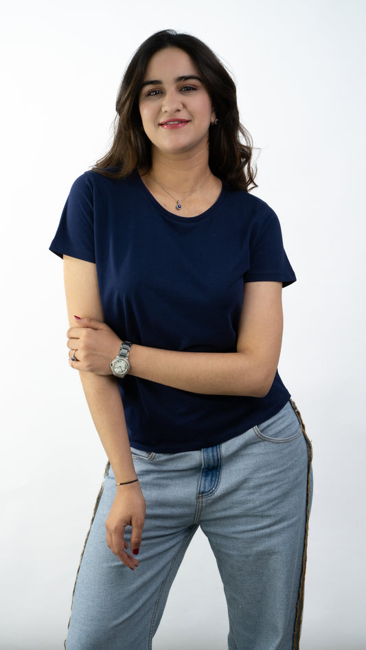 T-SHIRTS FEMMES SIMPLES BLU NAVY