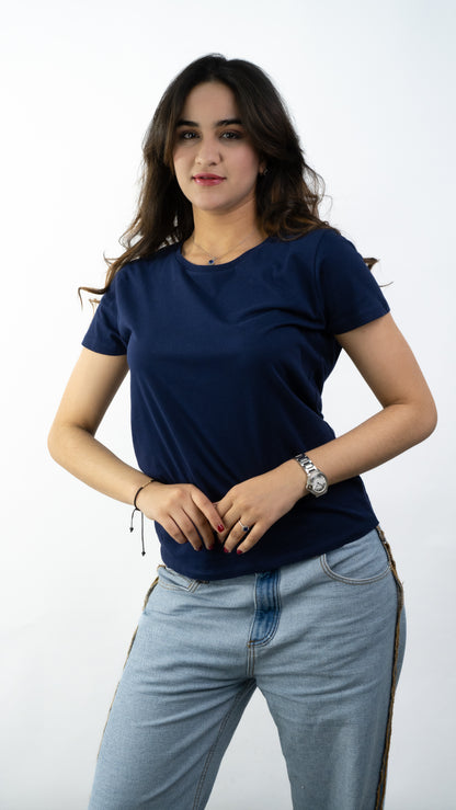 T-SHIRTS FEMMES SIMPLES BLU NAVY