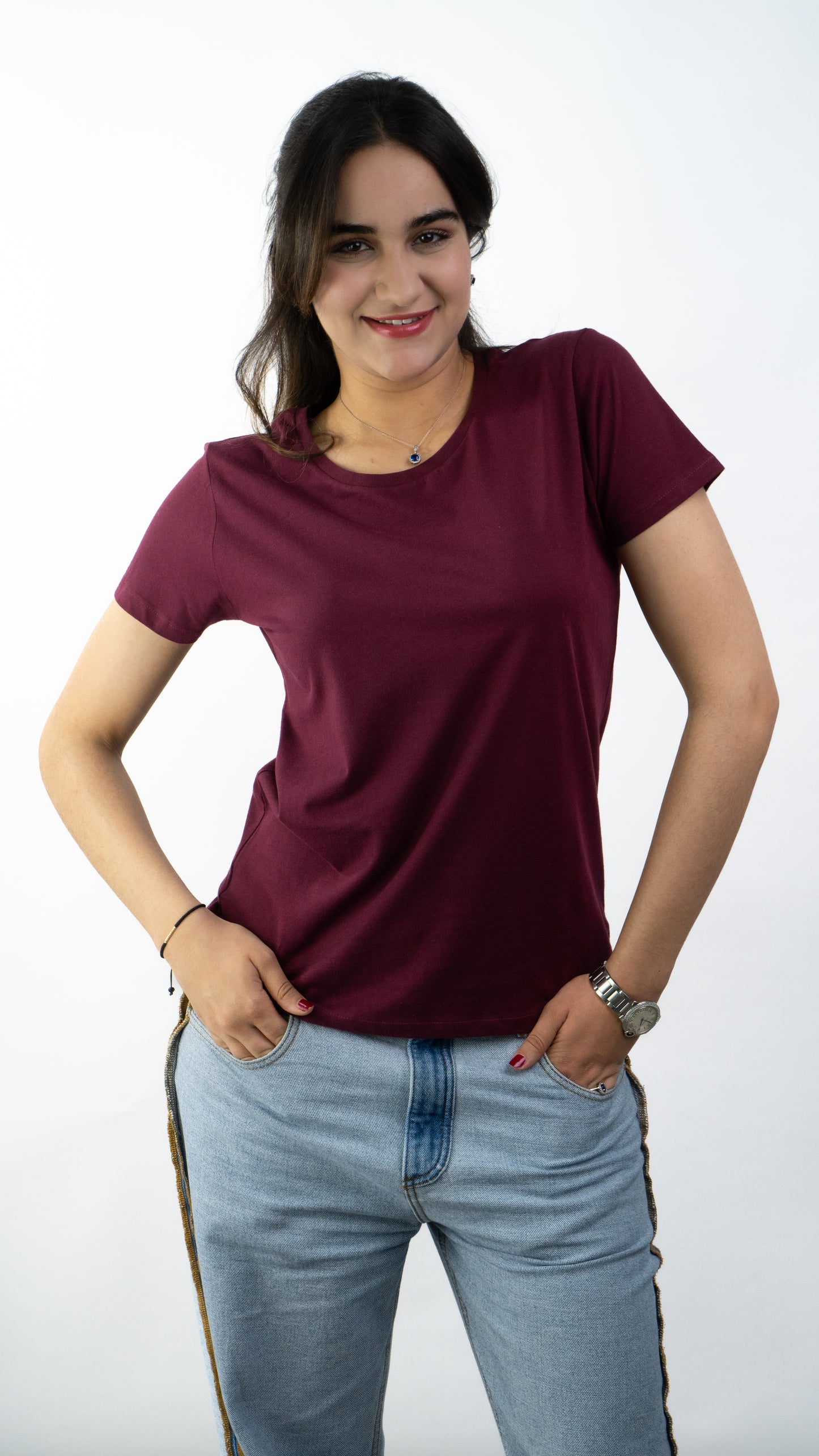 T-SHIRTS FEMMES SIMPLES BURGUNDY