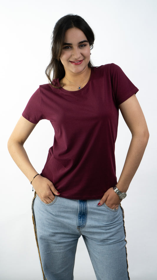 T-SHIRTS FEMMES SIMPLES BURGUNDY