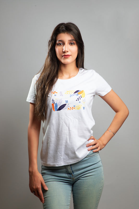 T-SHIRTS FEMMES FEUILLES BLANC