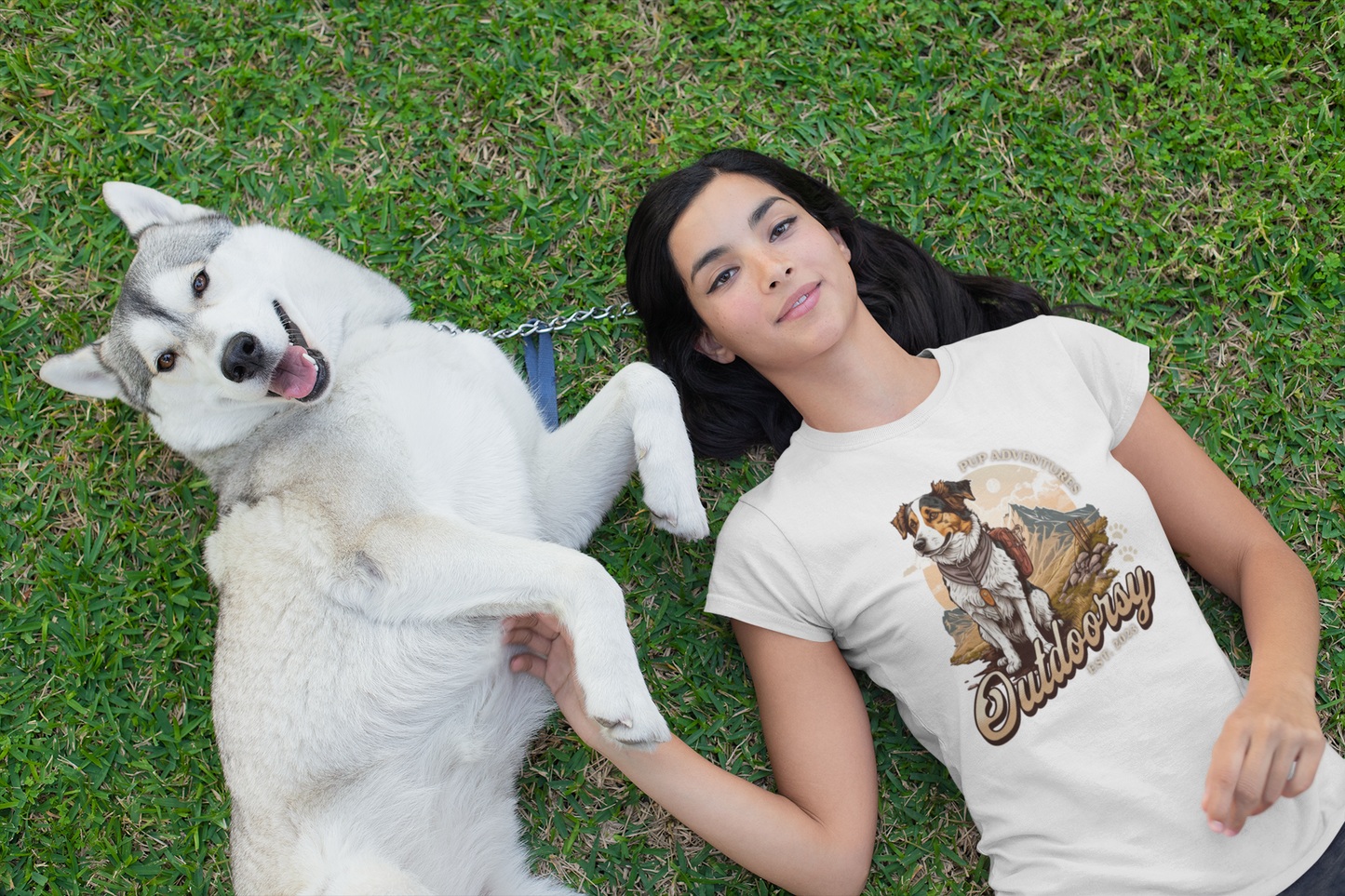 T-SHIRTS FEMMES DOG OUTDOORSY BLANC