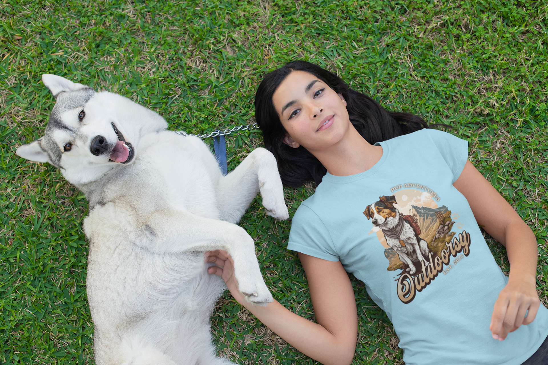 T-SHIRTS FEMMES DOG OUTDOORSY BLU FOG