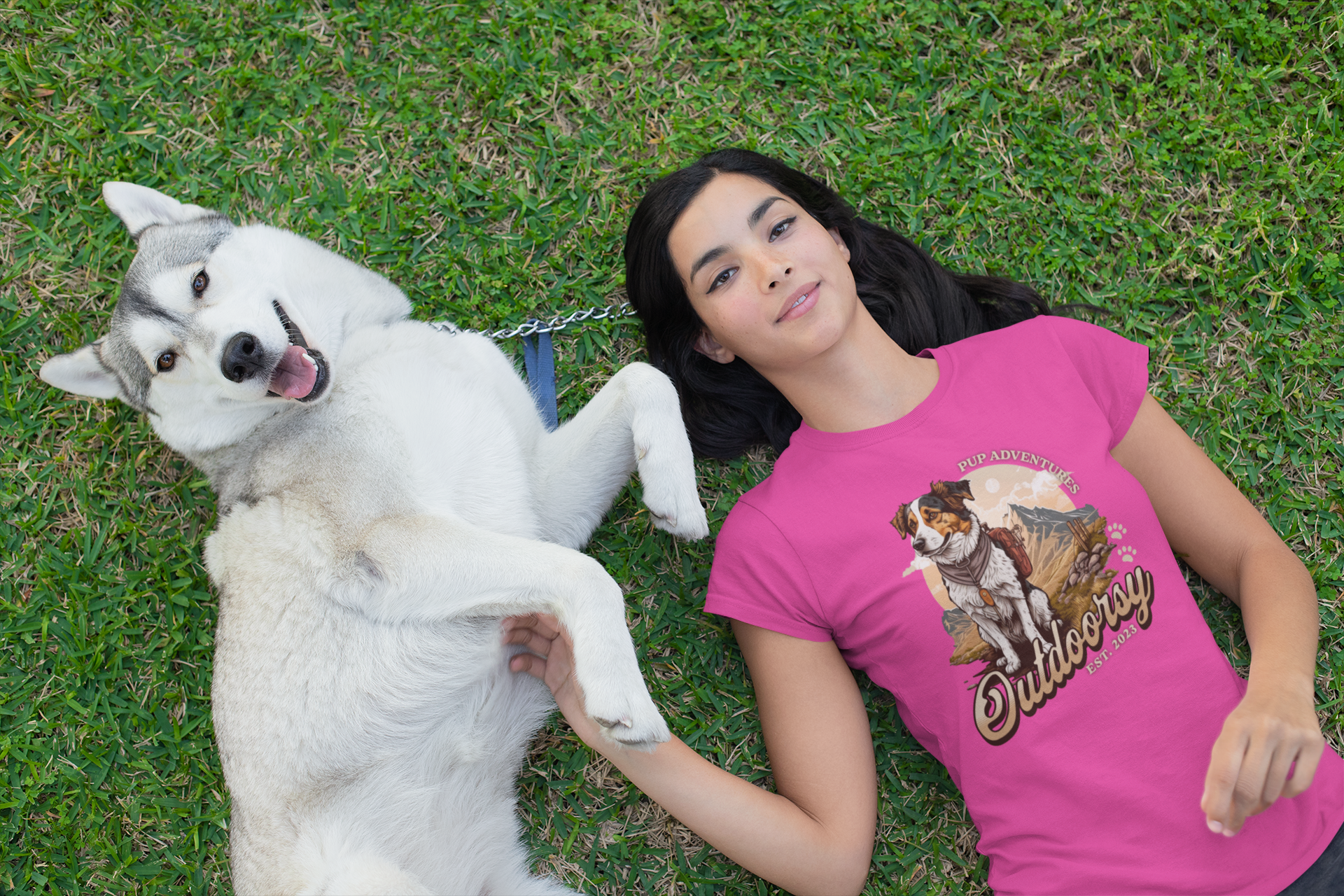 T-SHIRTS FEMMES DOG OUTDOORSY MAGENTA
