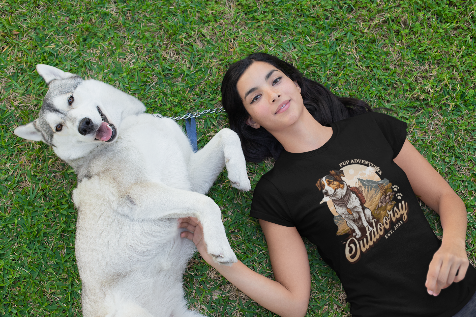 T-SHIRTS FEMMES DOG OUTDOORSY NOIR