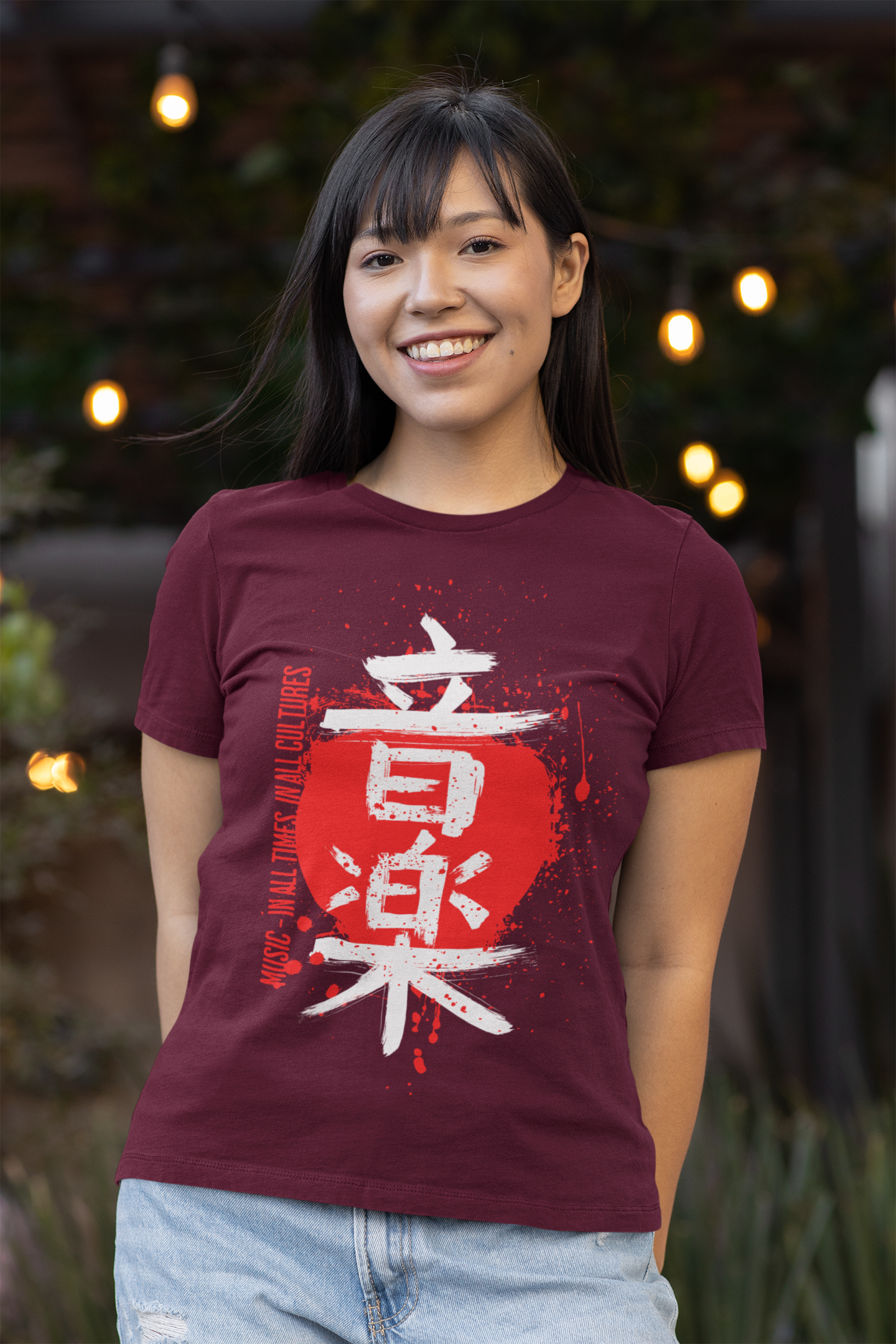 T-SHIRTS FEMMES KANJI MUSIC INK BURGUNDY