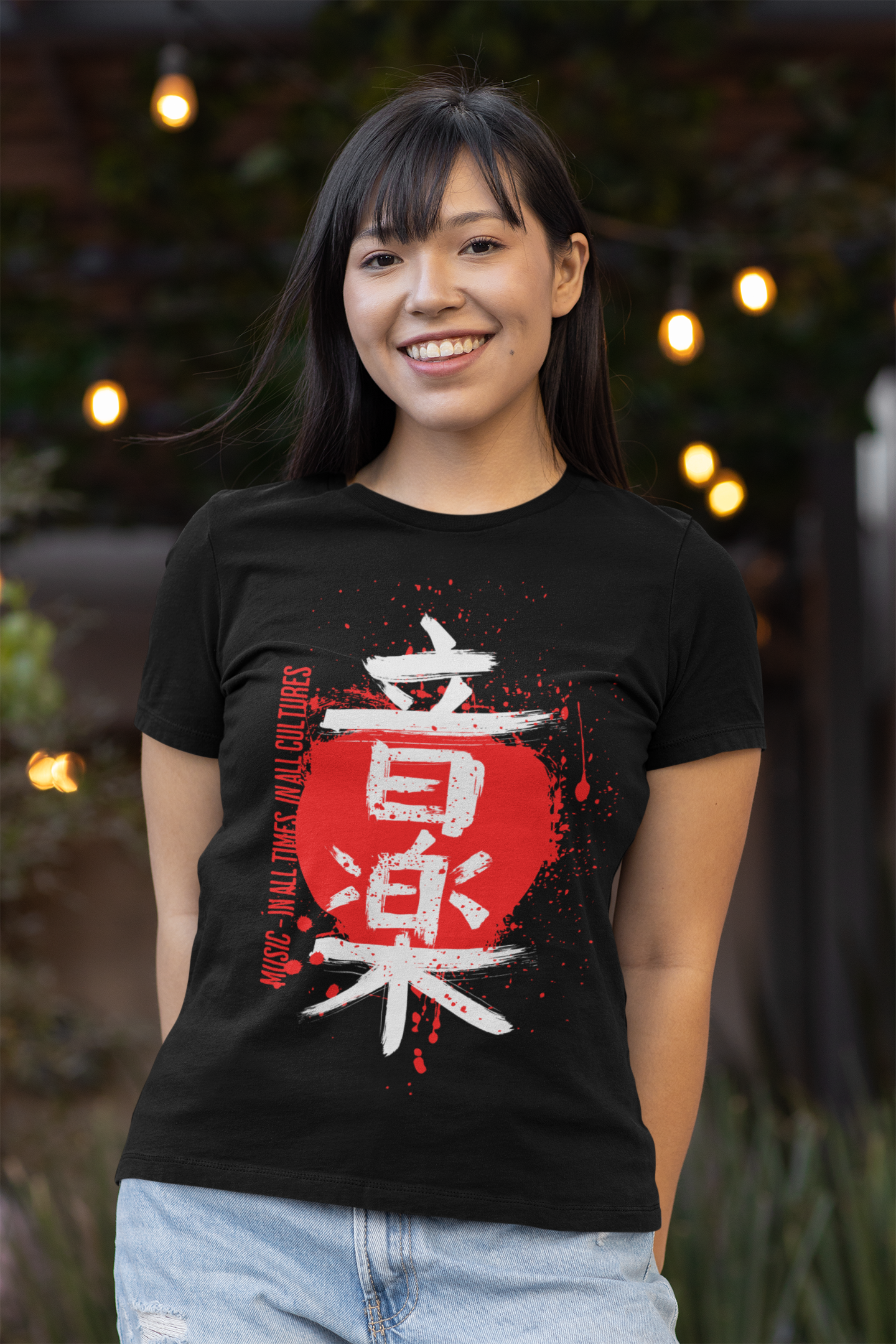 T-SHIRTS FEMMES KANJI MUSIC INK NOIR