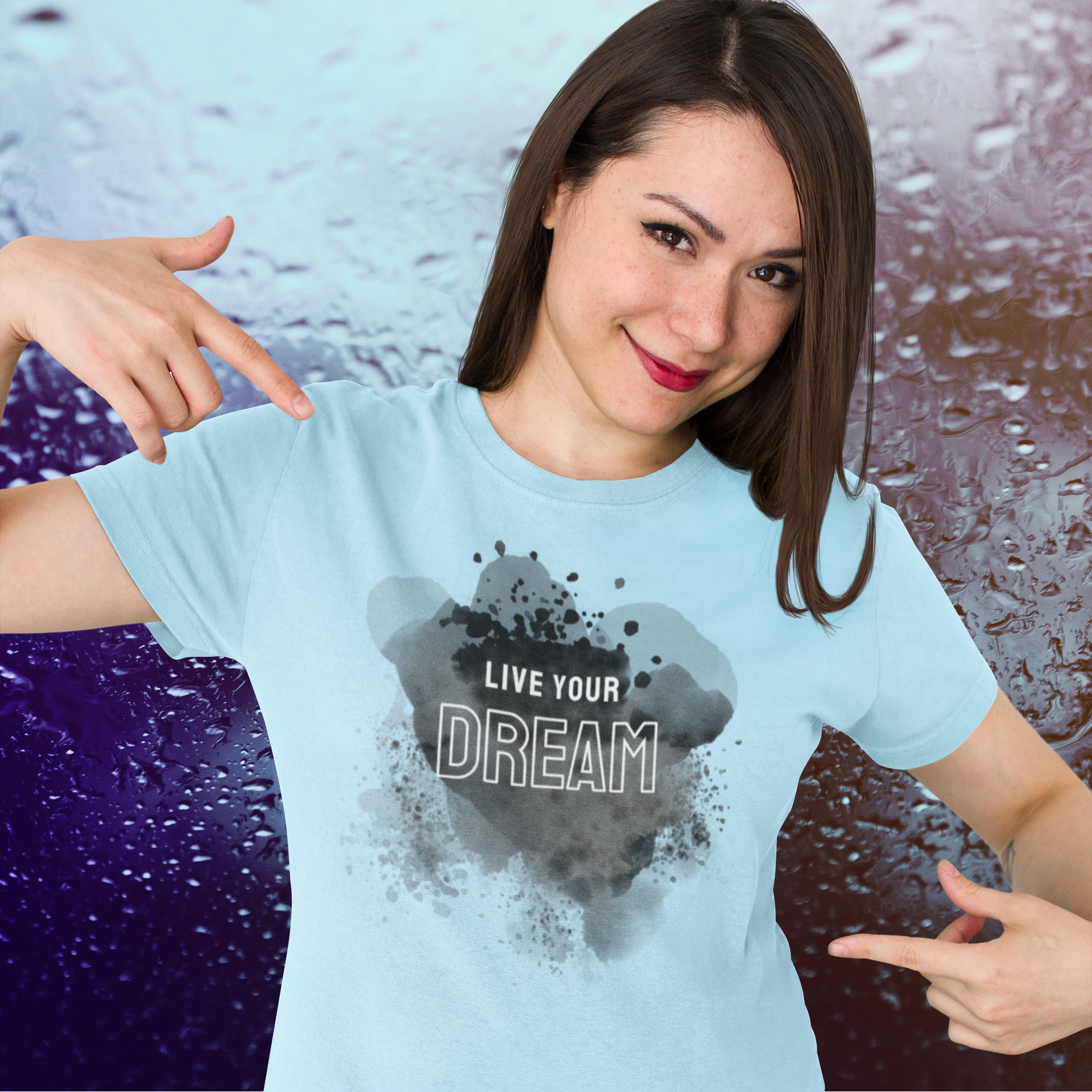 T-SHIRTS FEMMES LIVE YOUR DREAM BLU FOG