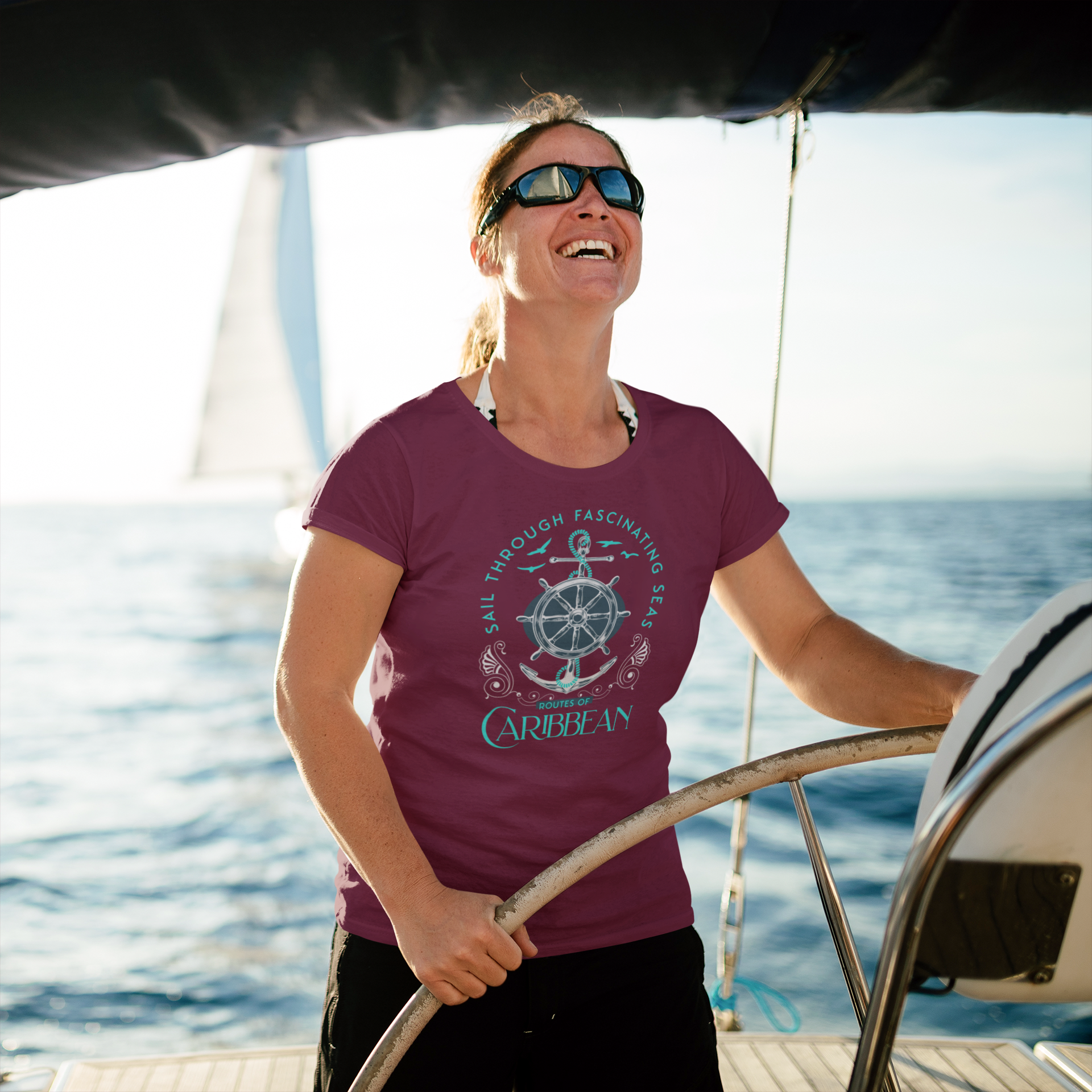 T-SHIRTS FEMMES ROUTES OF CARIBBEAN BURGUNDY
