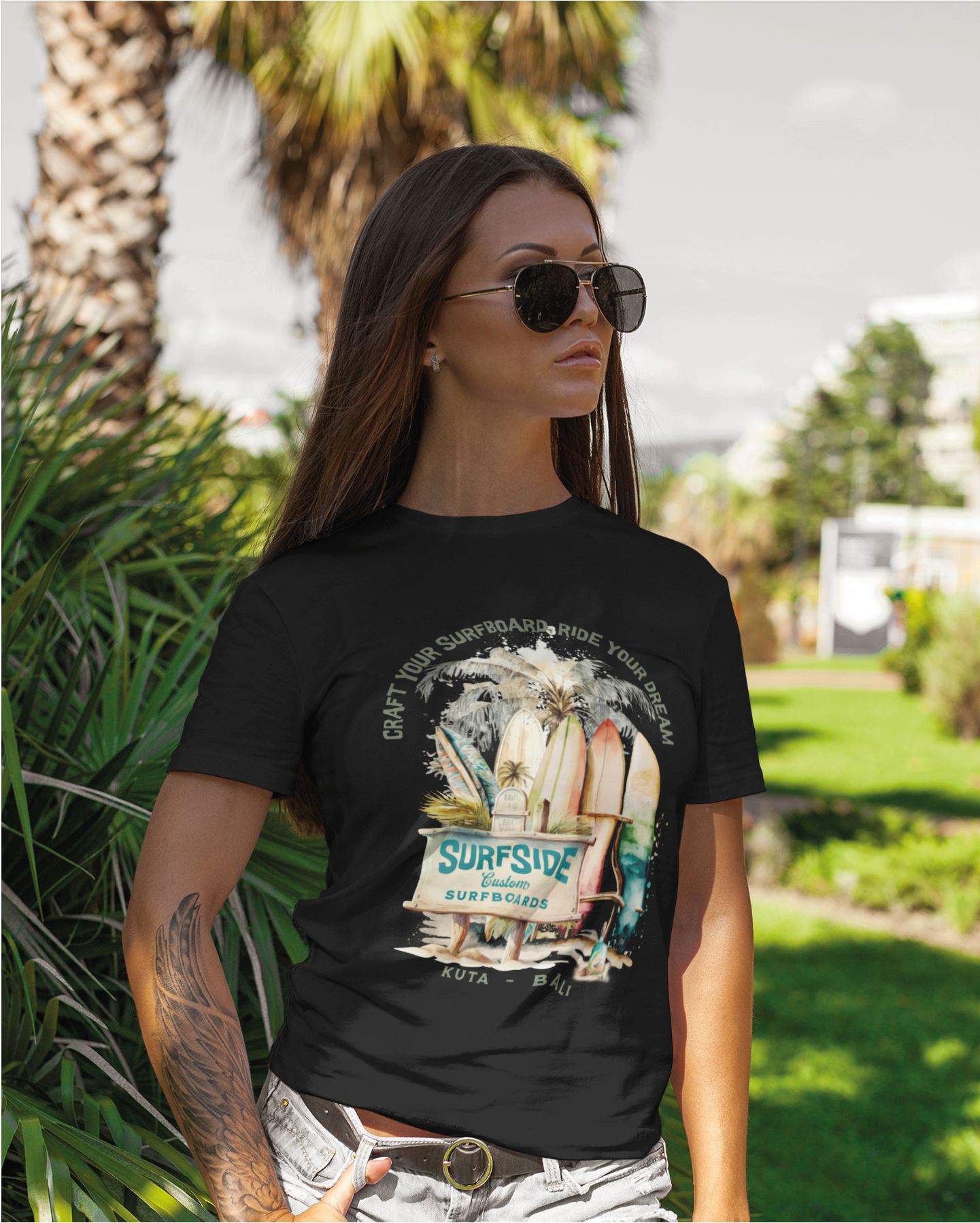 T-SHIRTS FEMMES SURF SIDE NOIR