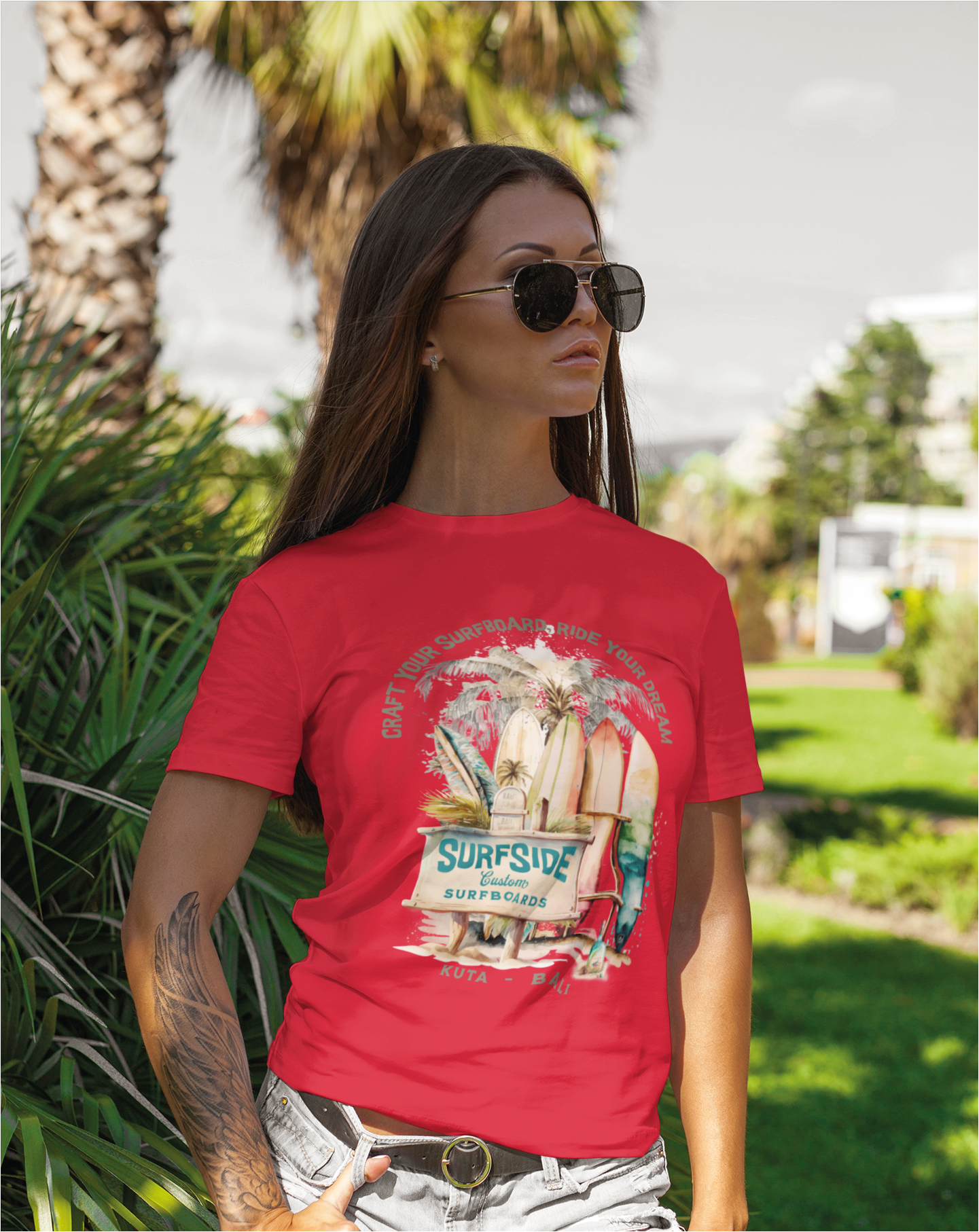 T-SHIRTS FEMMES SURF SIDE RED