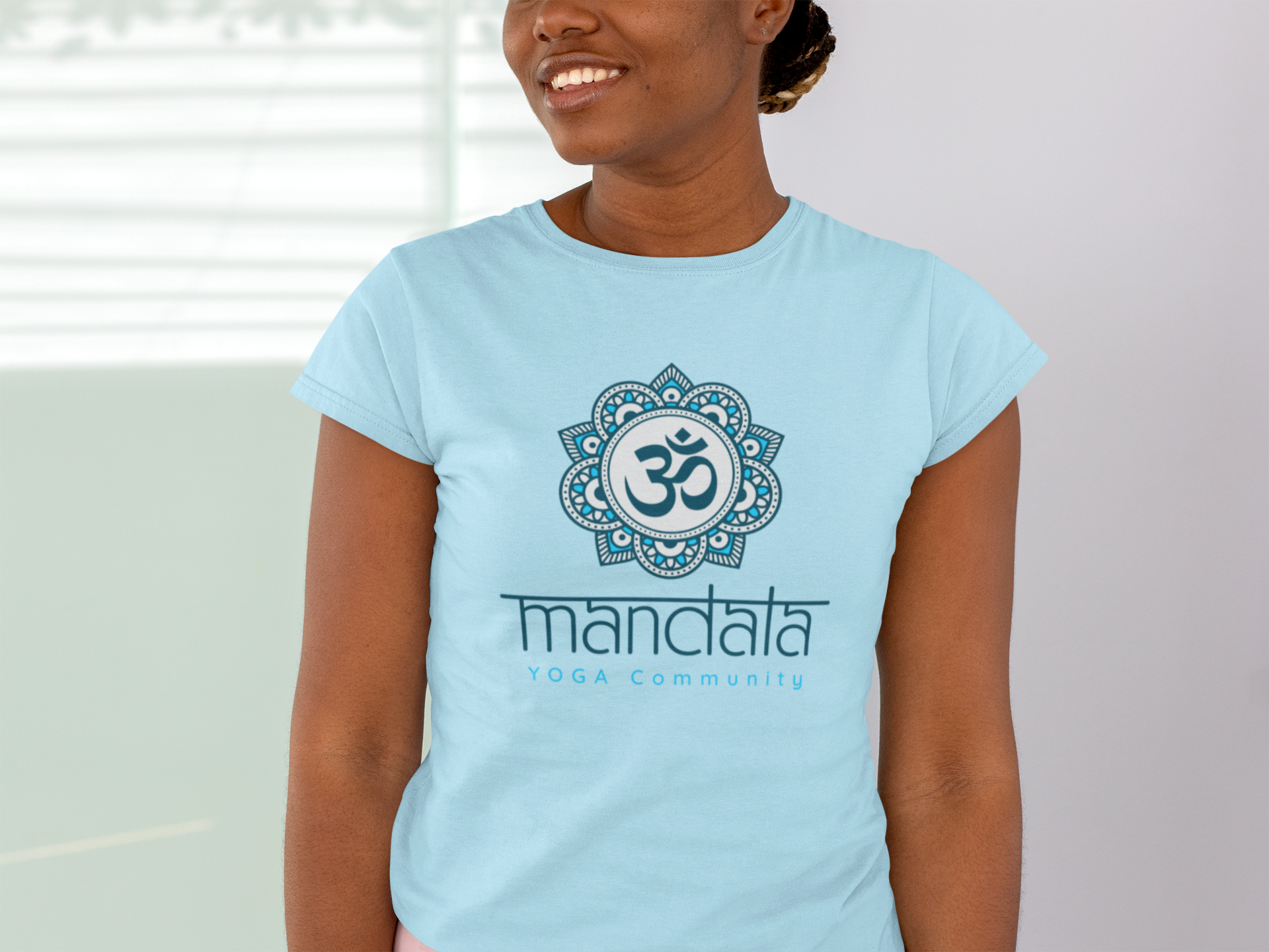 T-SHIRTS FEMMES YOGA MANDALA BLU FOG