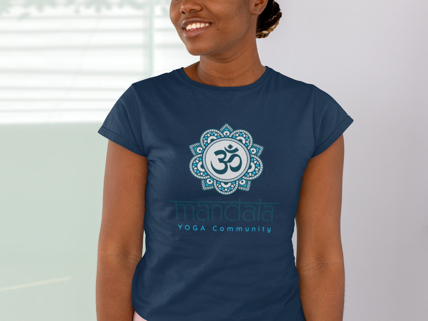 T-SHIRTS FEMMES YOGA MANDALA BLU NAVY
