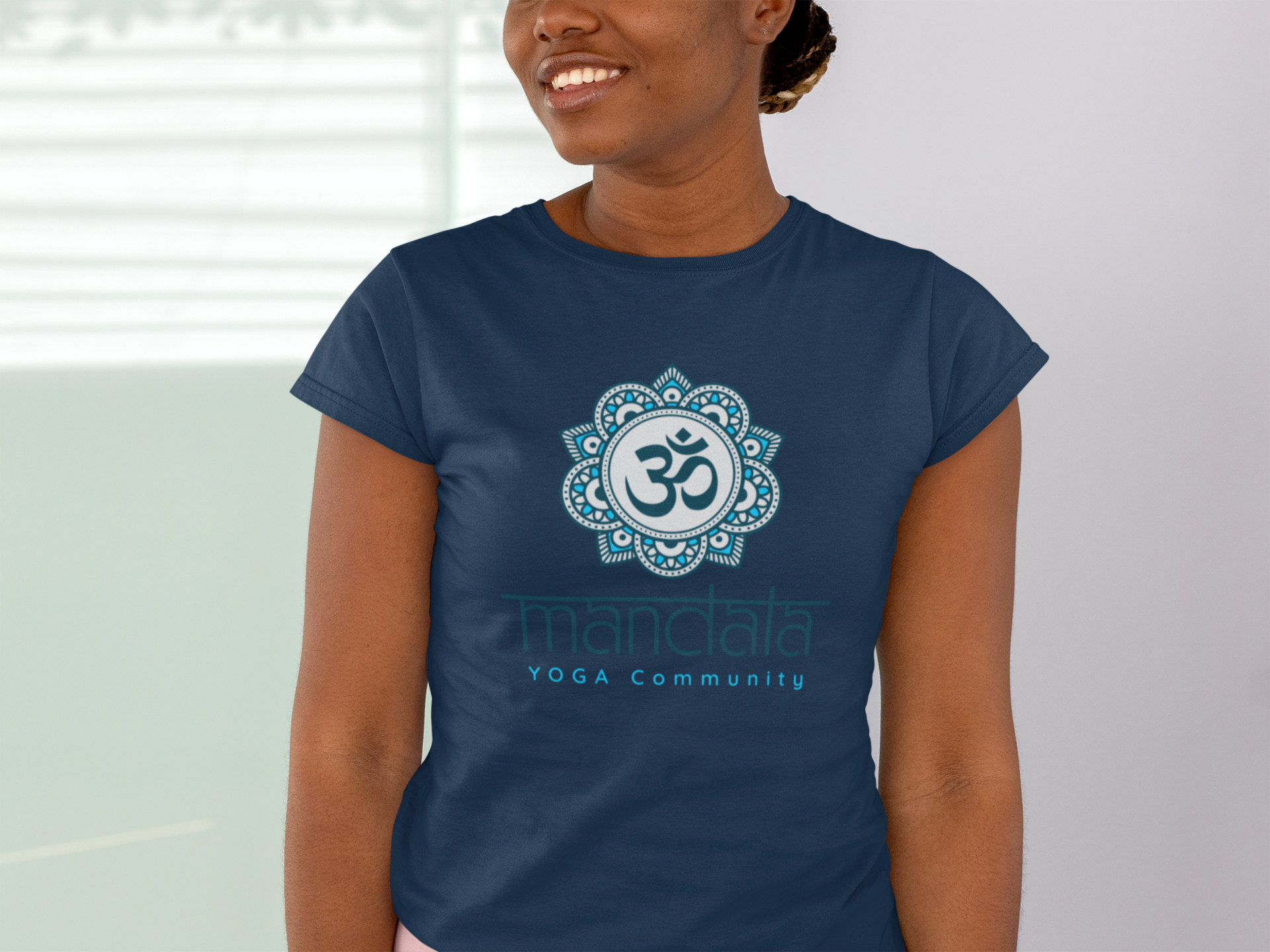 T-SHIRTS FEMMES YOGA MANDALA BLU NAVY