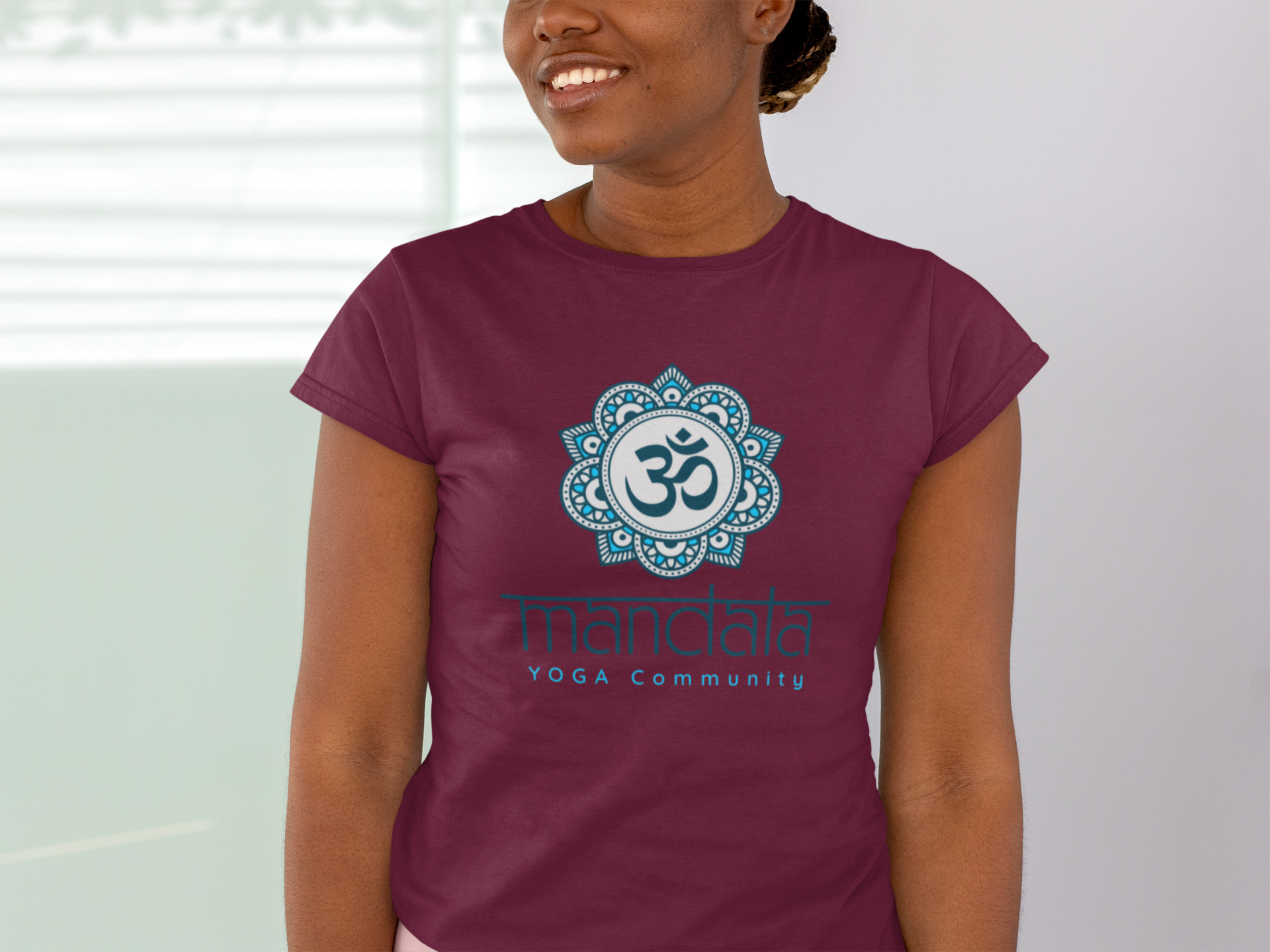 T-SHIRTS FEMMES YOGA MANDALA BURGUNDY